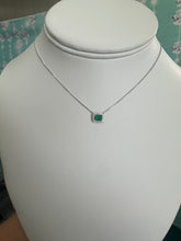 Load image into Gallery viewer, Emerald Halo Solitaire Necklace