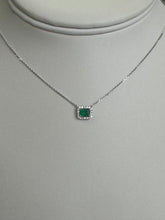 Load image into Gallery viewer, Emerald Halo Solitaire Necklace
