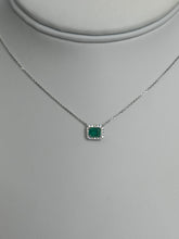 Load image into Gallery viewer, Emerald Halo Solitaire Necklace