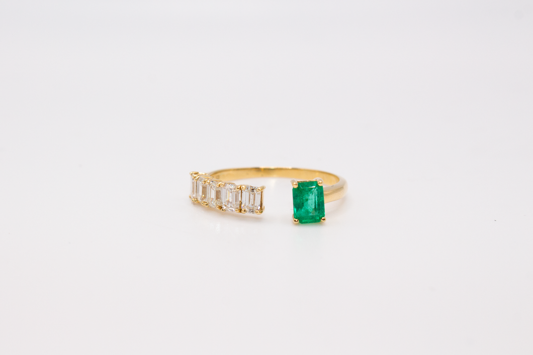 Open Emerald and Diamond Ring