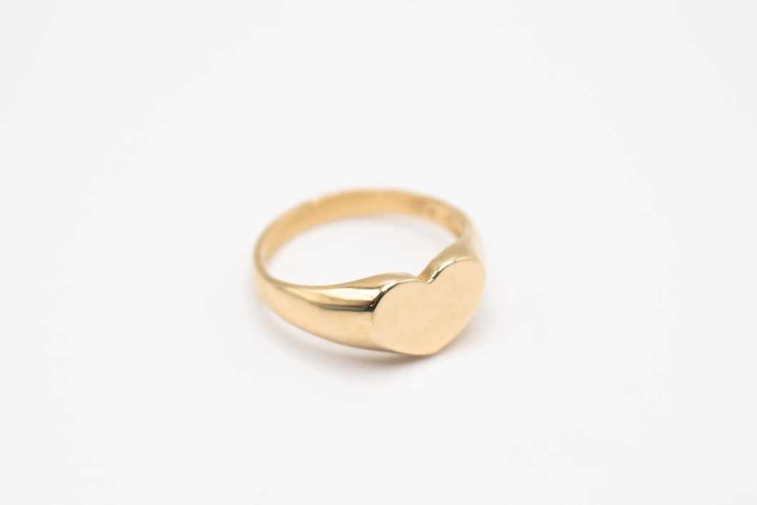 Gold Heart Signet Pinky Ring