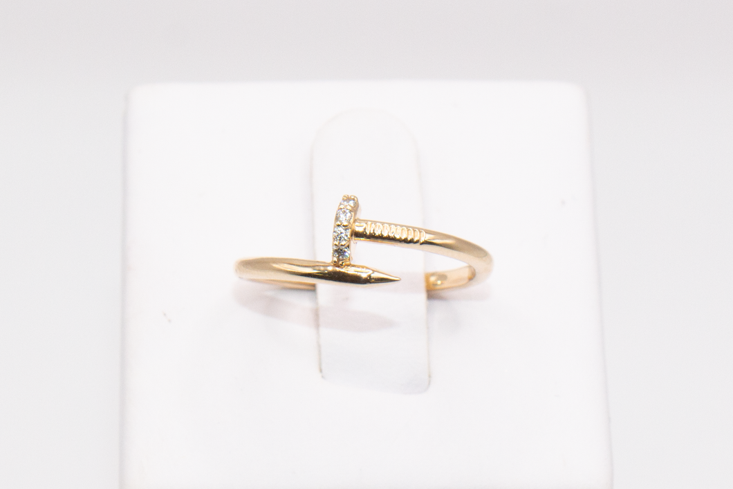 Nail Ring in 14K Gold with Diamonds